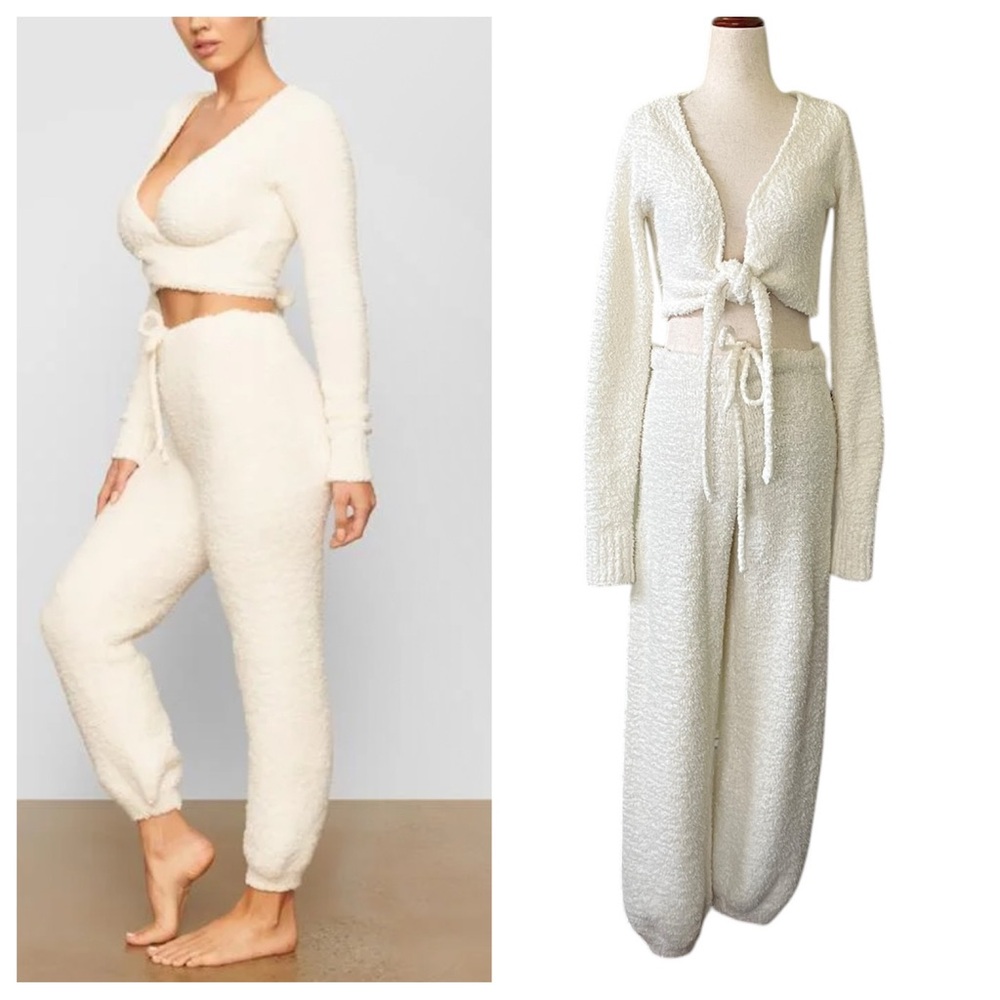 Skims Cozy Knit Wrap Top and Jogger Fleece Set Size S/M